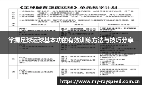 掌握足球运球基本功的有效训练方法与技巧分享